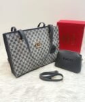 Gucci Silver and black colour bag and pouch