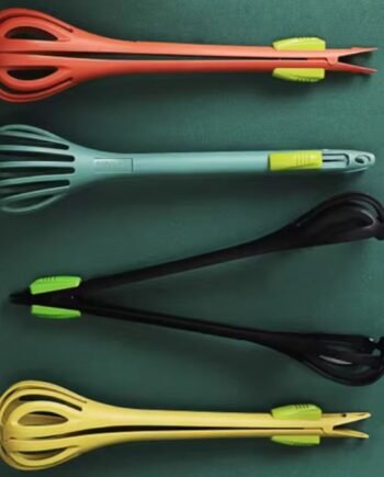 4 different colours of Pasta spoon with egg beater